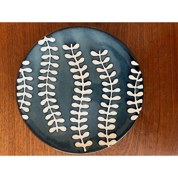 Mudpie Dessert or Cheese Plate Abstract Blue And White 8" Pottery Serving Plate - Picture 1 of 6